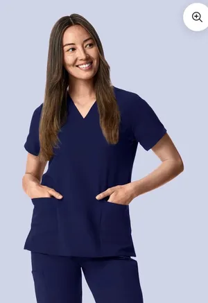 Mandala Scrubs Navy Blue Scrub Top thumbnail 1