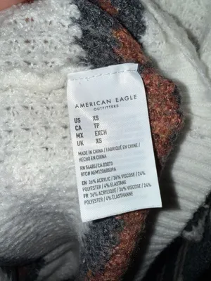 American Eagle Outfitters Crew Neck Waffle Knit Striped Sweater thumbnail 3