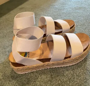 Maui island white platform strappy sandals thumbnail 1