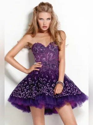 Jovani Purple Leopard Sequin Babydoll Prom Homecoming Y2K Dress Size 2 thumbnail 1