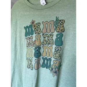 Mama Graphic Print Tee Leopard Sage Green Soft Boho Retro XL Soft Material Retro thumbnail 4