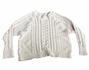 aerie Light Pink Cable Crewneck Sweater thumbnail 1