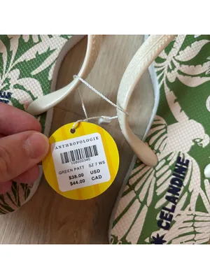 Anthropologie Celandine NWT Eva Flip Flops Green Pattern Size 7 thumbnail 4