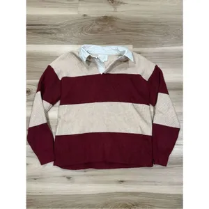 Revolve Line & Dot Waylon Sweater Striped Maroon Cream Women’s Small thumbnail 2