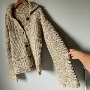 Casa Chia Vtg. 100% Wool Cardigan Sweater Bell Sleeves Cottagecore Beige Size L thumbnail 6