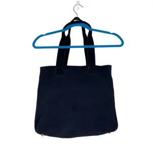 LOLA New York Black Suede Leather Large Tote Bag Purse thumbnail 3