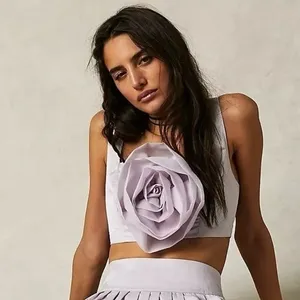 Free People Rose Quartz 3D Floral Crop Tank FairyCore Feminine Dainty Flirty L thumbnail 2