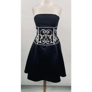 Vintage Y2k Jessica McClintock Satin Cocktail Dress Strapless Fit & Flare Black thumbnail 4
