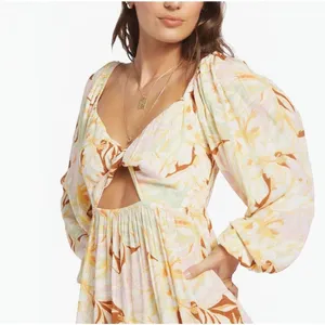 ROXY On Holiday Long-Sleeve Maxi Dress Twist‎ Front with Cutout, XS thumbnail 3