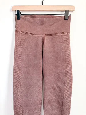 Offline by Aerie High Rise Ribbed Panel Leggings Brown S/P Athleisure thumbnail 3