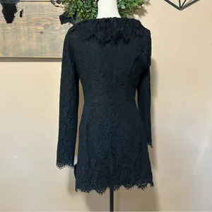 NWT Lulus Memorably Romantic Black Lace Long Sleeve Mini Dress thumbnail 5