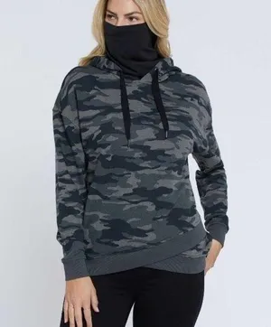 Seven7 Women Forest Camo Masked Hoodie NWT Size XL thumbnail 1