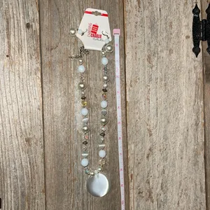 NWT Charming Charlie necklace & earring set white/pearl/crystal beads thumbnail 12