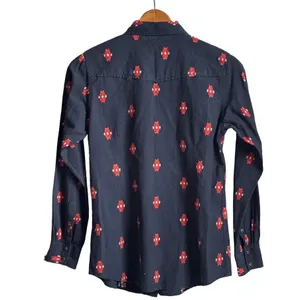 Ariat Real Mesmeric M Navy Blue Geometric Embroidered Western Shirt Long Sleeve thumbnail 3