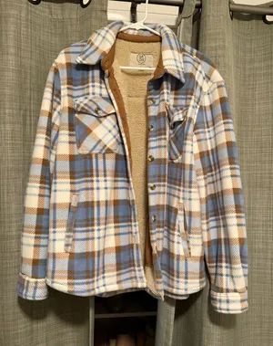 SAGE Collective Cream Sherpa Jacket with Tan Trim thumbnail 1