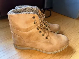 Cliffs by WHITE MOUNTAIN Tan Lace-Up Faux-Suede Ankle Boots thumbnail 1