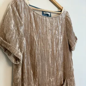 Floreat Anthropologie M Crushed Velvet Boho Chic Poetcore Shift Dress Champagne thumbnail 2