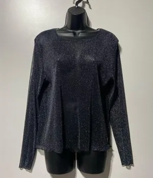 Victorias Secret Glitter Mesh Sheer Sparkly Metallic Long Sleeve Top Size Large thumbnail 4