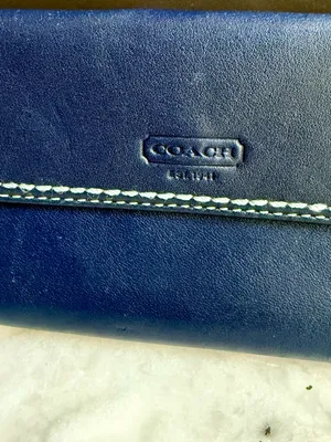 Vintage Coach Blue Leather Turnlock Checkbook Wallet Contrast Stitching thumbnail 8