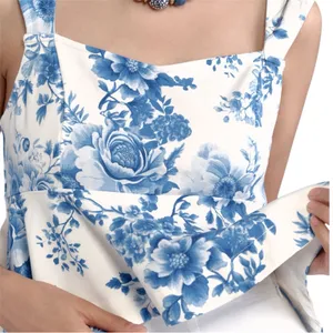 Anthropologie Maeve Square-Neck Peplum Blue and‎ White Fitted Crop Top Size L thumbnail 3