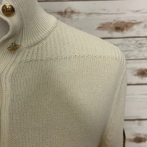 LRL Lauren Jeans Co classic old money ivory cotton mock neck sweater Size Large thumbnail 3
