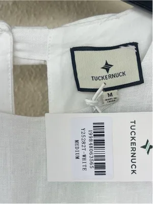 Tuckernuck White Linen Portia Dress Bow Back Breathable Classic Nautical Coastal thumbnail 11