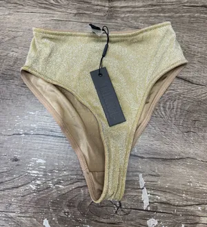 Triangl Gold Shimmer High Waisted Bikini Bottoms size large NWT thumbnail 1