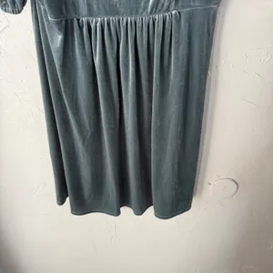 Vyllete Velvet Puff Slv Square Neck Babydoll Dress Teal XL Party Holiday‎ Winter thumbnail 7