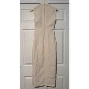 Zara Ecru Midi Dress Gold Buttons Sophisticated Minimalist Quiet Luxury Cream thumbnail 4