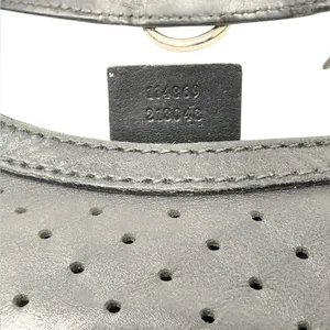 Gucci Reins Vintage Interlocking GG Perforated Leather Black Hobo Bag Purse thumbnail 14