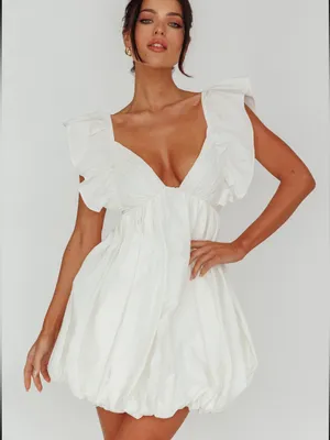 NWT Selfie Leslie Horoscope Bubble Hem Mini Dress Ivory thumbnail 1
