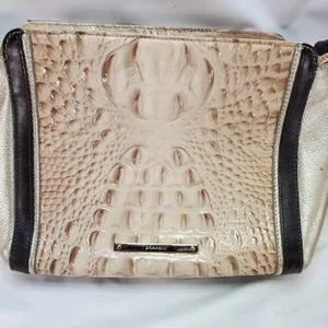 Brahmin Crossbody Leather Crossbody‎ Purse Beige Tan Croc Alligator Design thumbnail 2