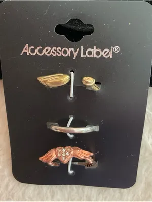 Accessory Label Mixed Metal Ring Set — Gold, Rose Gold, Silver thumbnail 3