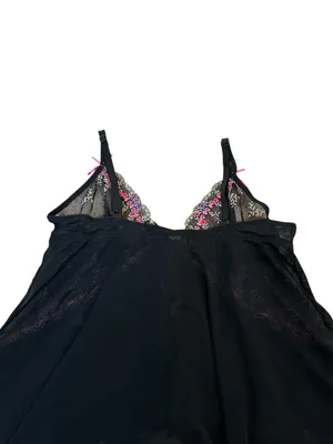 Y2K Playboy Lingerie Tie Front Sheer Mesh Cami Top Embroidered Floral Coquette thumbnail 4