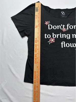 Organic Generation Black Cotton Tee with Cute Flower Print thumbnail 4
