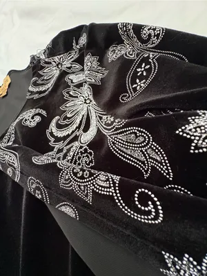 Notations Petite PXL Black Velvet Silver Paisley Floral Shimmer Cardigan thumbnail 3