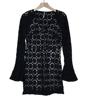 Free People Women's 4 Back to Black Crochet Mini Dress thumbnail 1