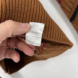 Evereve Brown Knit Chevron Stripe V‎ Neck Long Sleeve Sweater XS Cabin Cozy thumbnail 4