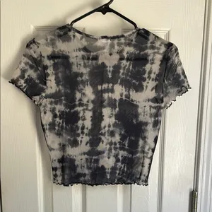 Garage Trendy Black and Gray Tie-Dye Women's Mesh Top thumbnail 3