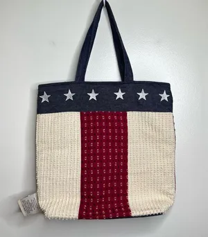 Vintage Boyds Home Collection Tote Bag Americana Patriotic Chambray Bear Stars thumbnail 6