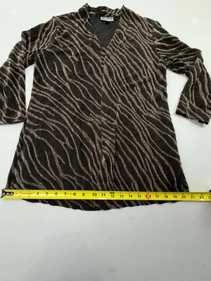 JM Collection Petite Women's Black & Gold Metallic Zebra Print 2-Piece thumbnail 8