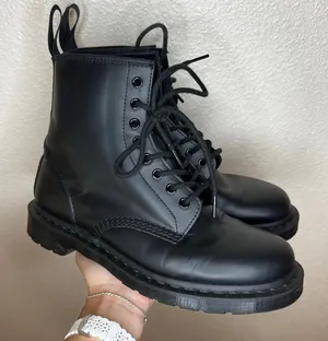 Dr. Martens 1460 Mono black smooth leather lace up boots Ladies 10 men 9 UNISEX thumbnail 1