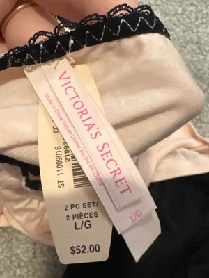 Victoria's Secret NWT Soft Pink and Black Satin-Trim Cami & Booty short sleep set Large thumbnail 5