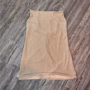 Princess Polly Womens Kailey Mini Dress Champagne Sparkly Spaghetti Size 6 Small thumbnail 2