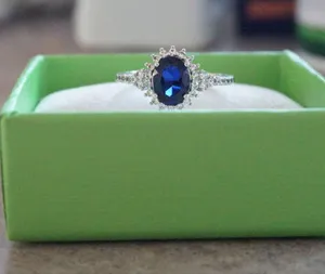 Lab created blue sapphire sterling silver ring thumbnail 5