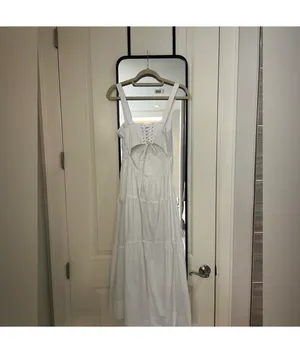A.L.C. Lily Lace-Up Back Midi Dress White ALC Frank Cotton 6 thumbnail 3