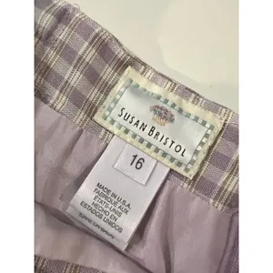 Deadstock 90s Purple Gingham USA Made Rayon Midi Skirt Size 16 Susan Bristol thumbnail 4
