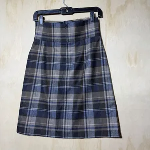 Zara Woman Plaid A-Line Skirt Gray Blue Belted High Waist Size S EU‎ 36 Preppy thumbnail 5