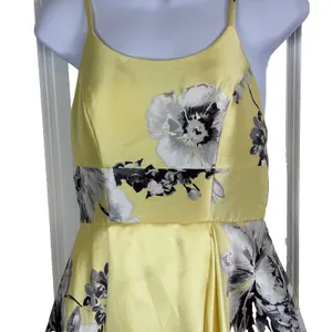 Speechless Yellow Floral High Low Dress Size 5 Spaghetti Strap Prom Formal Satin thumbnail 9