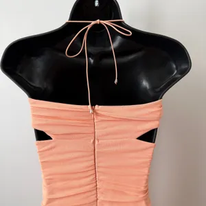 Oh Polly sz 4 Peach‎ Ruched Halter Cutout Mesh Bodycon Mini Dress Party thumbnail 5